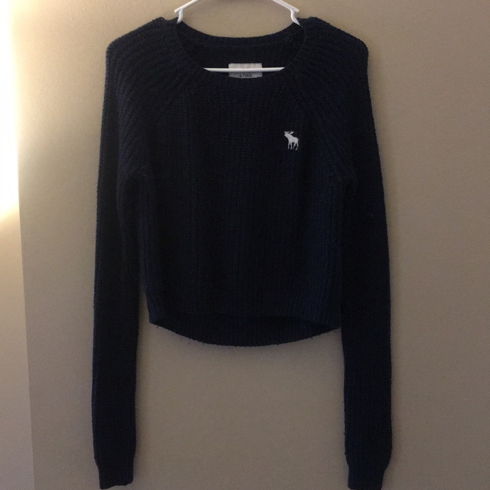 Navy Cropped Abercrombie Sweater